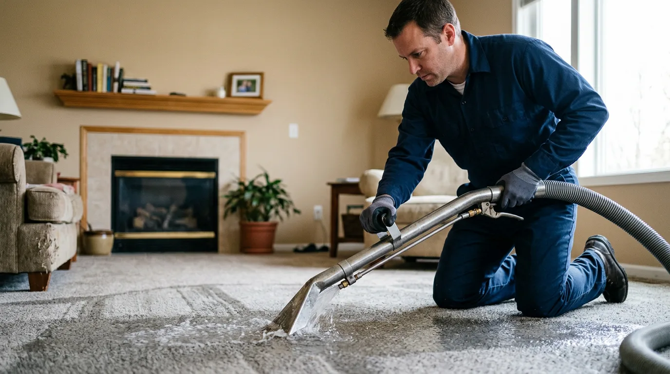 Water damage restoration technician working near Wymore, NE